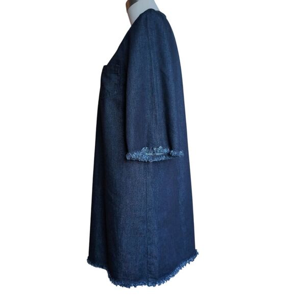 The 5th Label Denim Dark Blue frayed hem Casual Dress S - Picture 9 of 14